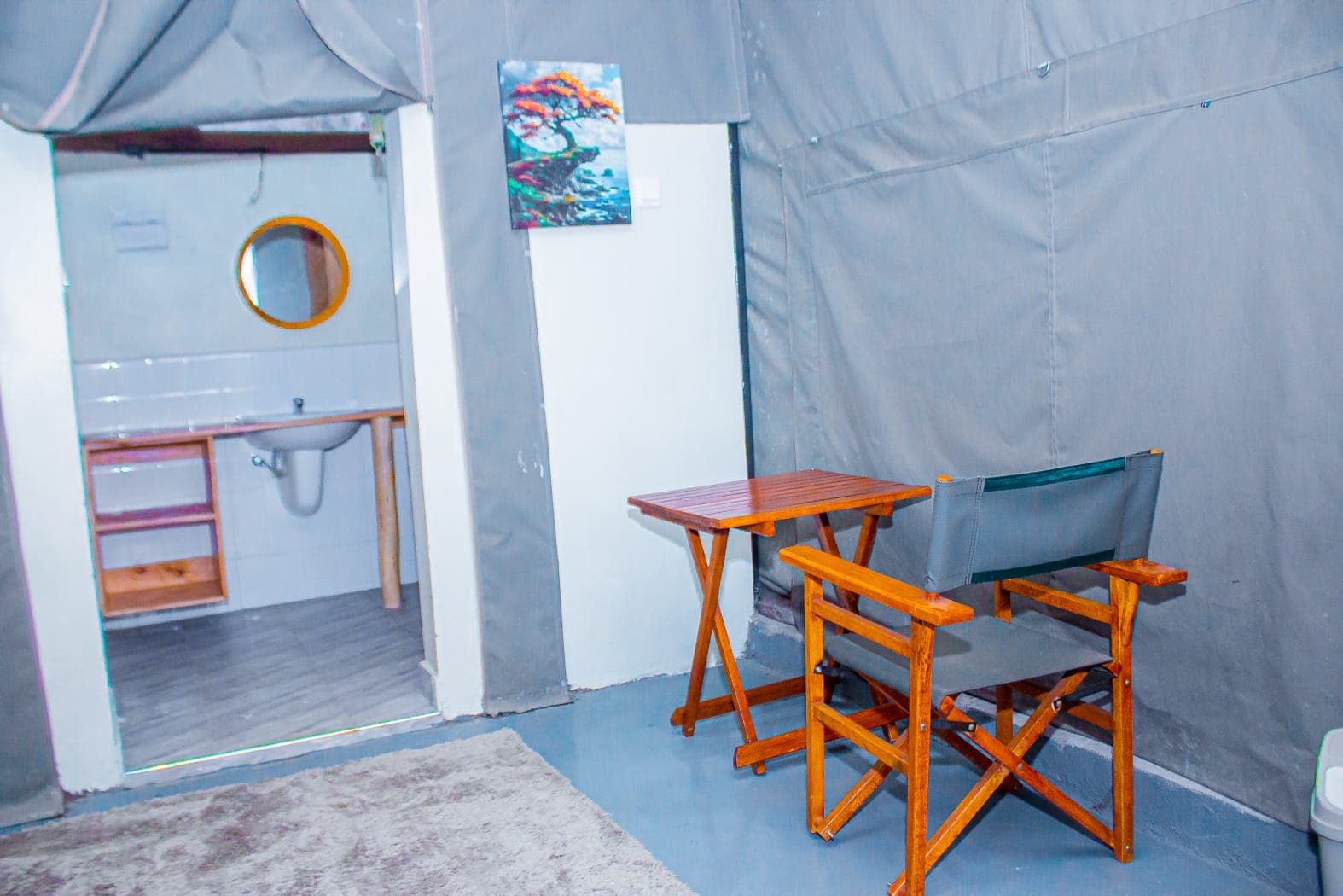 Tented cottage interior